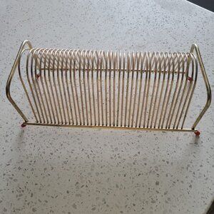 1960s Vintage Gold Tone Wire Record Holder for 45 rpm. Pre-owned .
